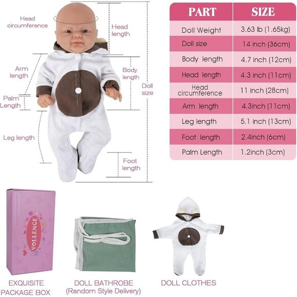 ❤️ 14 inch Baby Girl  Doll Full Body Silicone - Picture 4 of 6